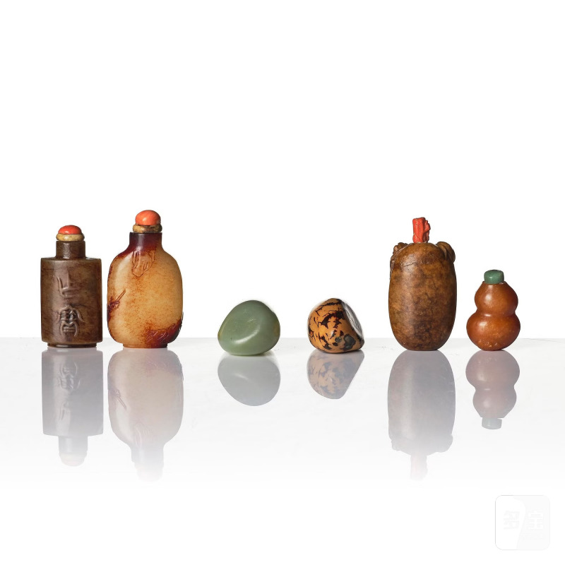 A group lot of six stone snuff bottles, - 图3